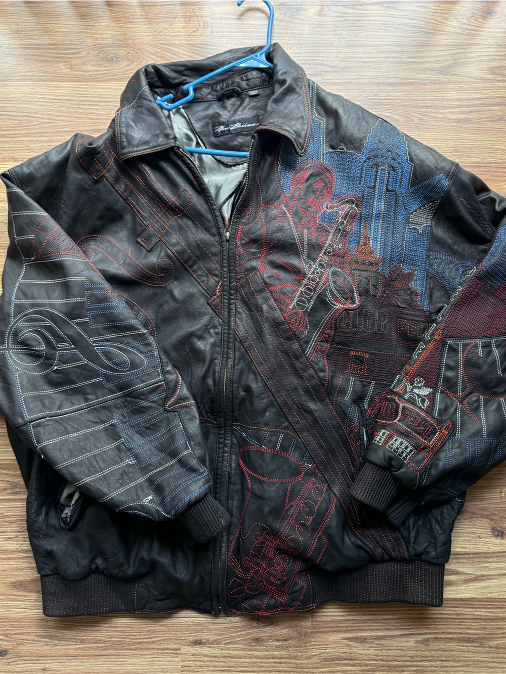 1990s VINTAGE RARE DESIGN MARC BUCHANAN Pelle Pelle Black Leather Bomber Jacket